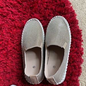 Sparkle Slip-On Women’s Flats in Beige
